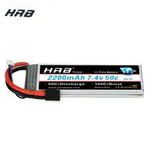 HRB Lipo 2s Батарея 7,4 V 2200 мА/ч, 50C взрыв 100C RC аккумулятор для беспилотника AKKU емкостью TRX XT60 T Дин для Traxxas 1:16 слэш E-Revo саммит ралли