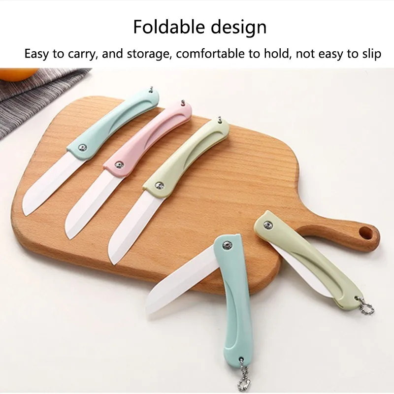 Nueva Cerámica plegable cuchillo de bolsillo Mini portátil plegable fruta cuchillo cortador de Práctica de Camping al aire libre de mano herramientas Nueva Cerámica plegable cuchillo de bolsillo Mini portátil plegable fruta cuchillo cortador de Práctica de Camping al aire libre de mano herramientas