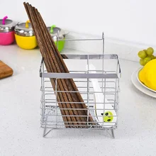 Fashion Thicker Stainless Steel Chopsticks Basket Multifunctional Chopsticks Cage Tableware Storage Holder Two Shapes Avalible