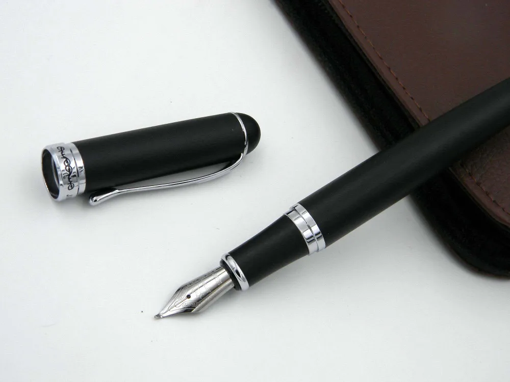 JINHAO X750 черная матовая искусственная кожа с продукты серебристой отделкой перо для каллиграфии авторучка