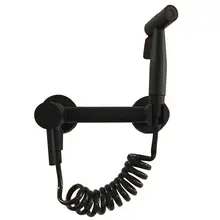 Solid Brass Toilet Handheld black Bidet Spray Shower Sprayer Set With Hot and Cold Mixer Valve Chrome portable seat cover nozzle black bathromm toilet brass bidet spray hot