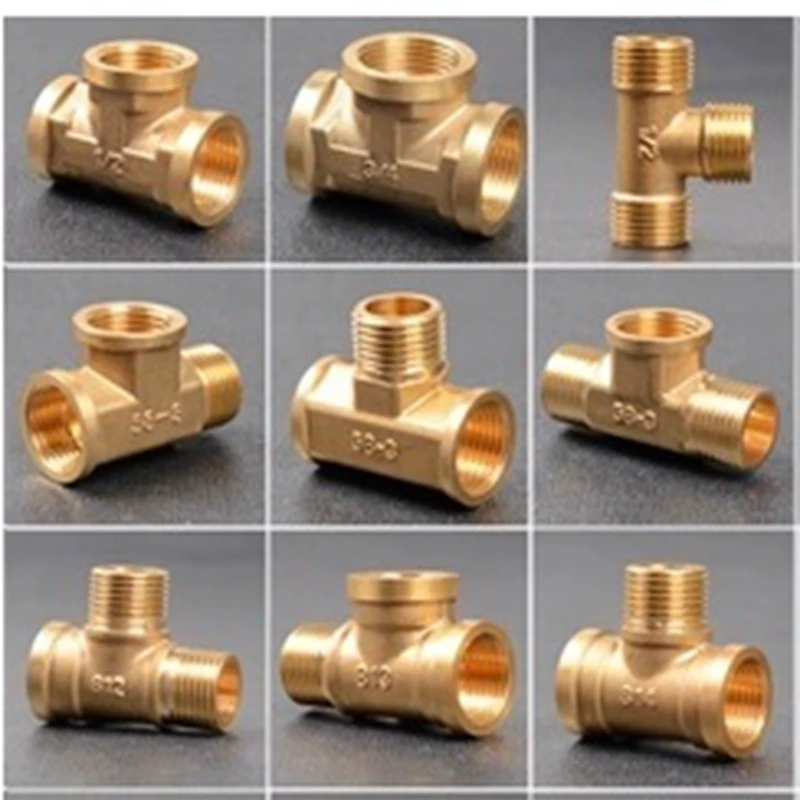 5pcs 1/2" Female/Male Thread Copper Tee Connector Variety Combinations