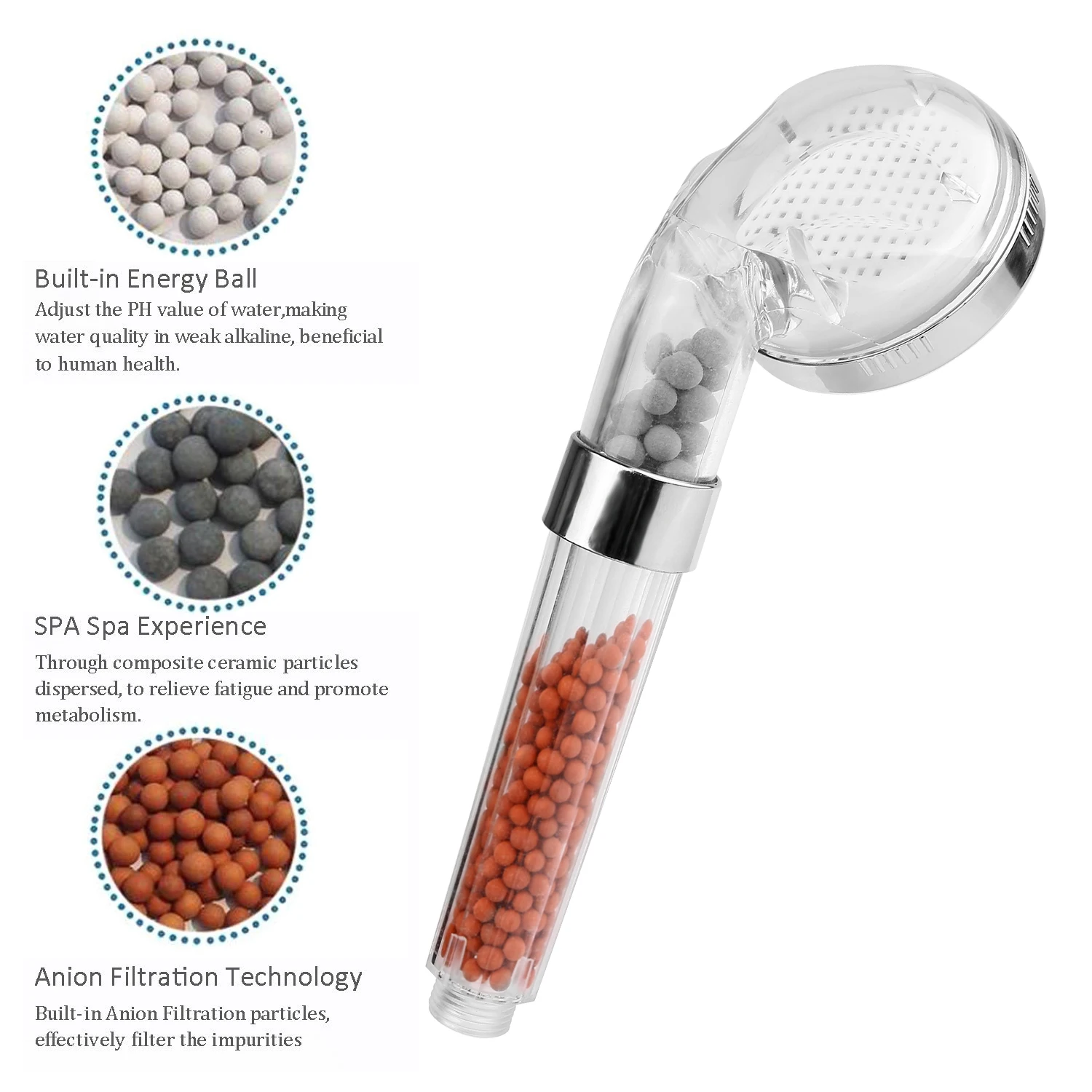 Ионный фильтр для душа ручной турбонаддув давления Showerhead экономии воды с