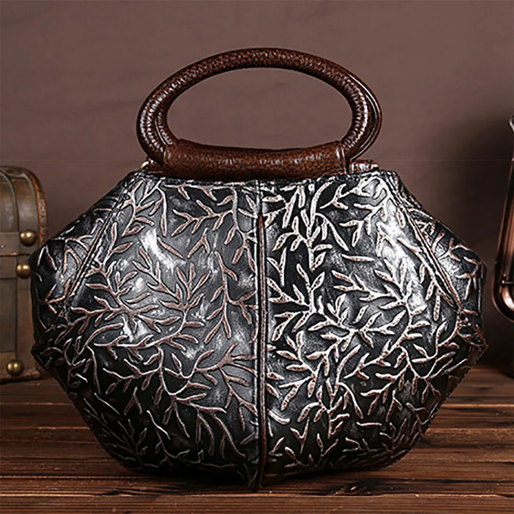  100% Genuine Leather Handbag Women Vintage Trend Hobo Shoulder Messenger Bag Natural Cowhide Cross  - 32769009414