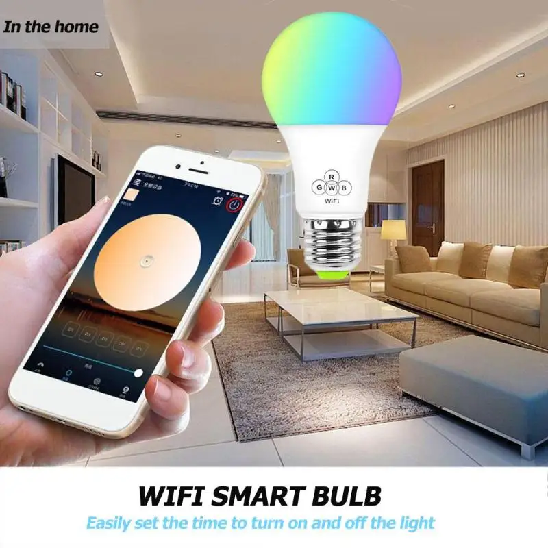 E27 wifi умный светильник лампа 4,5 Вт wifi умная лампочка RGB пульт дистанционного управления лампочка голосовой пульт дистанционного управления 40 м Wake-Up светильник s