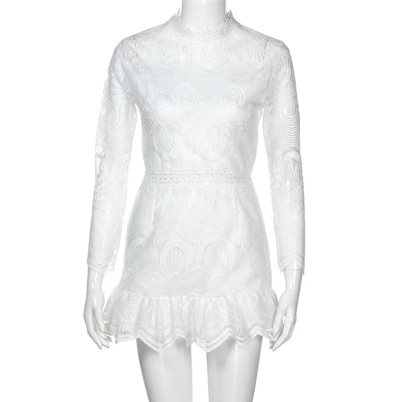 2018 Summer Dress Women Sweet Long Sleeve Lace Bandage Dress Mini Robe Femme Sexy Party Dress Casual Vestidos Wholesale noFB7 (1)