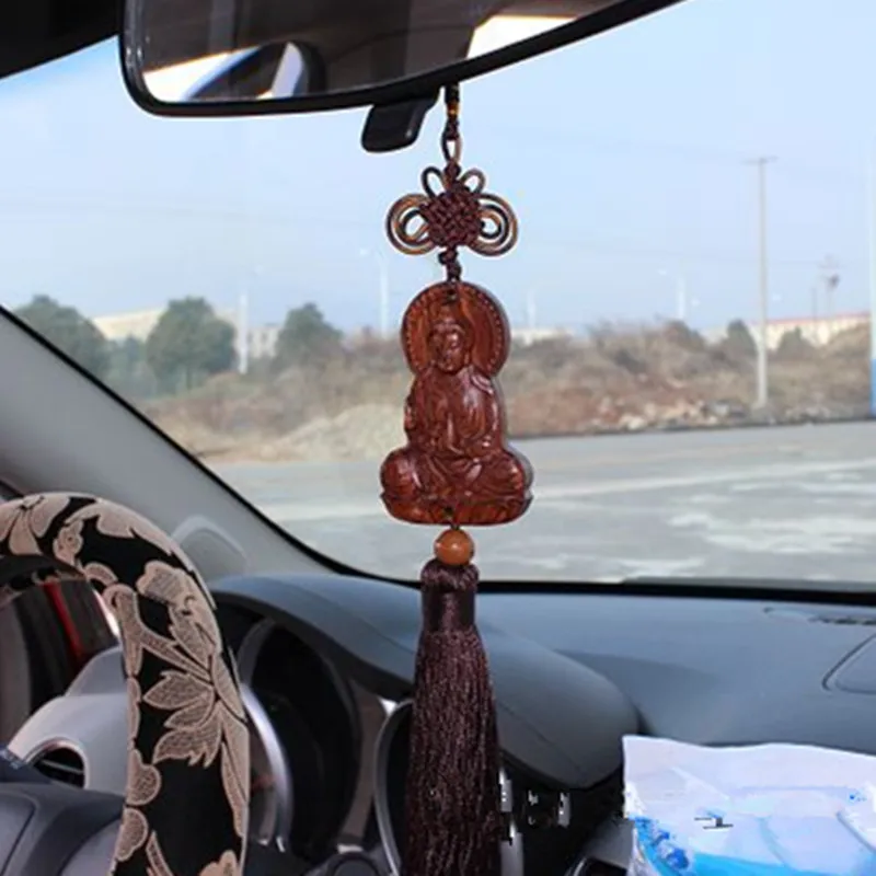 Подвесная подвеска Jujube для автомобиля резьба по дереву красный китайский Будда