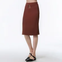 Модная Повседневная Длинная юбка женская кофейная Эластичность Высокая талия прямая Femme формальная Юбка До Колена вязаная юбка