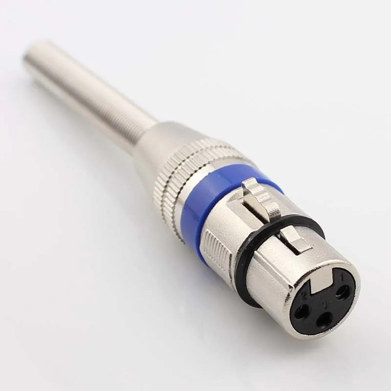 10 шт. XLR аудио кабель Разъем 3pin KTV микрофон штекер синий круг длинный хвост мужской