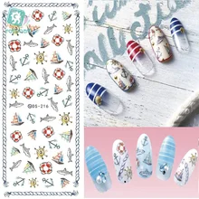 Rocooart DS216 DIY переводные наклейки для ногтей, переводные наклейки для ногтей, мультяшная рыба, якорь, океан, наклейки для ногтей, водяные наклейки для ногтей