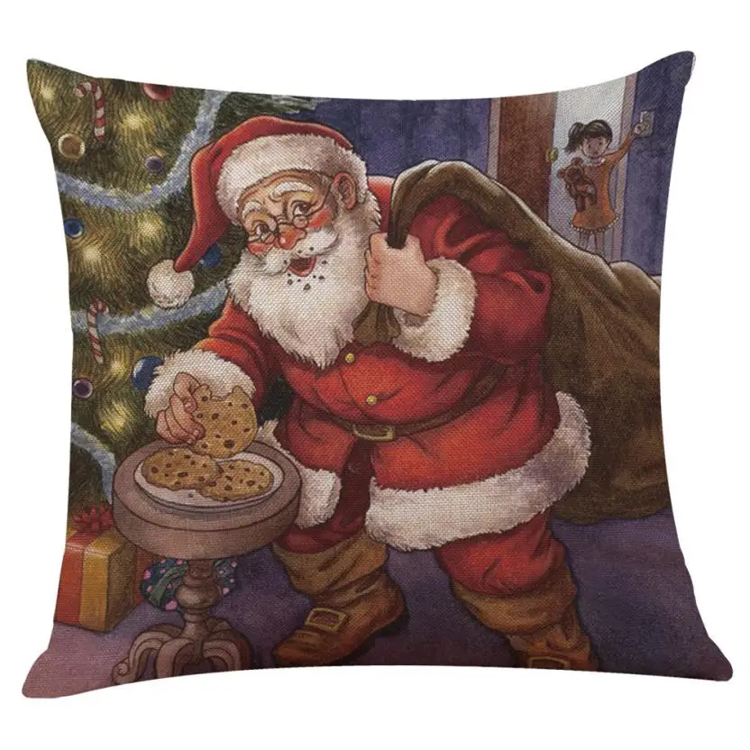 Let It Snow Xmas Style Cushion Cover Merry Christmas! Santa Claus Socks Balloon Home Decorative Pillows Cover Nordic 806