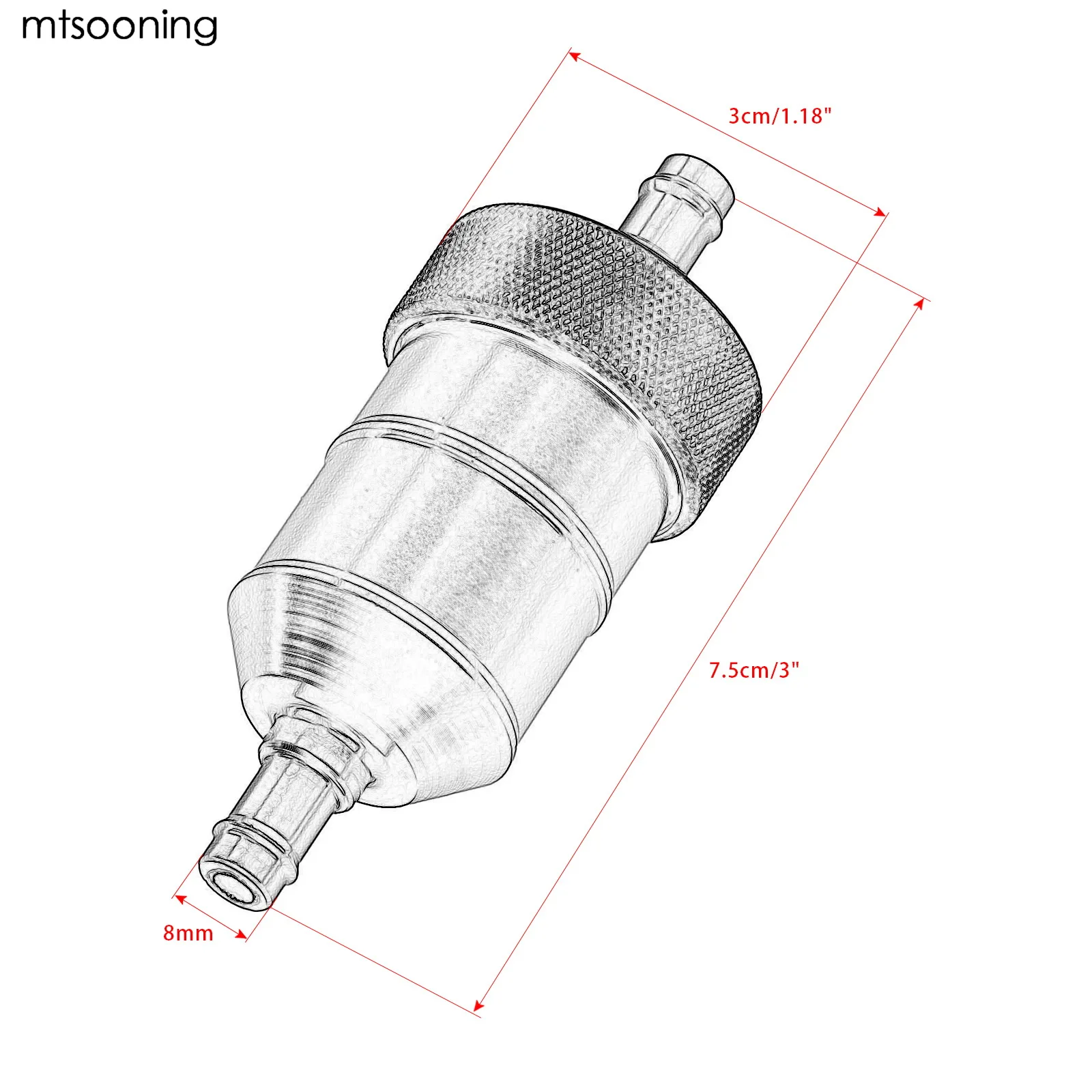 Mtsooning 8 мм бензиновый газовый топливный фильтр очиститель Серебряный универсальный для мотоцикла питбайк квадроцикл масляный фильтр высокого качества