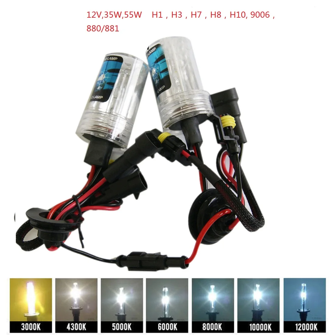 35W 55W Tonewan H1 H3 H7 H11 9005 9006 880 HID ксеноновая лампа 12V автомобильная фара 3000k 4300k 5000k 6000k 8000k