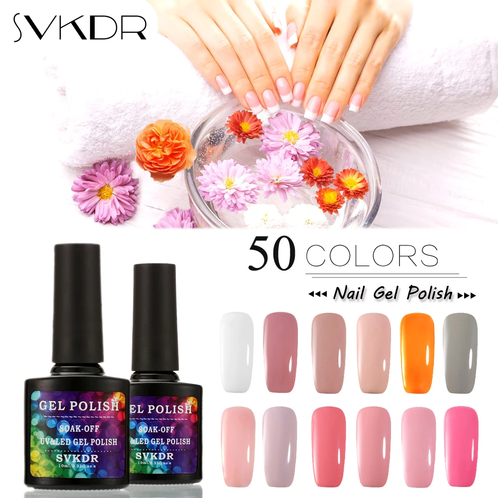 SVKDR 10ml Soak Off Gel Polish French Manicure Nail Pure Color UV &ampLED Lamp Nails Long-Lasting Varnishes by Glass Bottle | Красота и