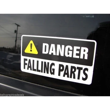 

"DANGER: Falling Parts" Funny Decal Junker Heap Lemon Sticker Rusty window sticker 15cm