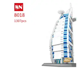 Wange Burj Al Arab отель из dubal строительный блок Наборы для ухода за кожей 1307 шт. Обучающие Головоломка DIY Просвещения Кирпич игрушка для дети 8018