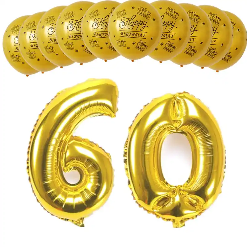 12 шт Золото с днем рождения воздушные шары-фигурки 0-9 Фольга шары 10 20 30 40 50 60 70 80 90 лет и взрослых День рождения поставки