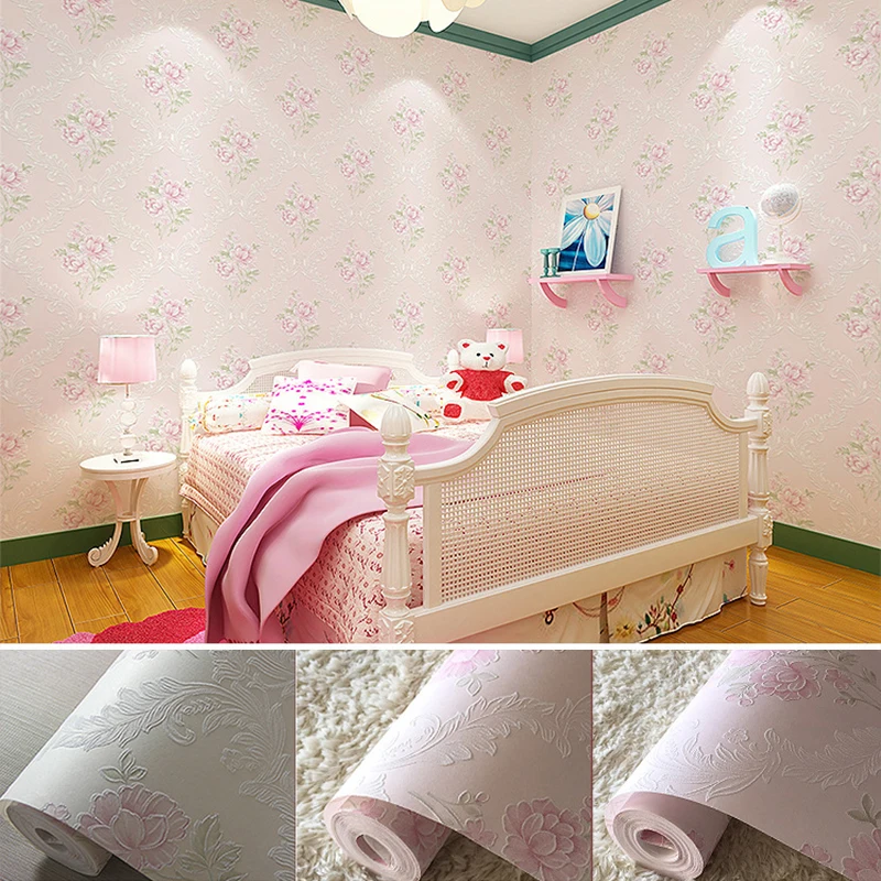 

3d garden non-woven wallpaper Embossed Textured Wallpaper Warm three-dimensional peony flowerRolls Home Decoration Wallpapers