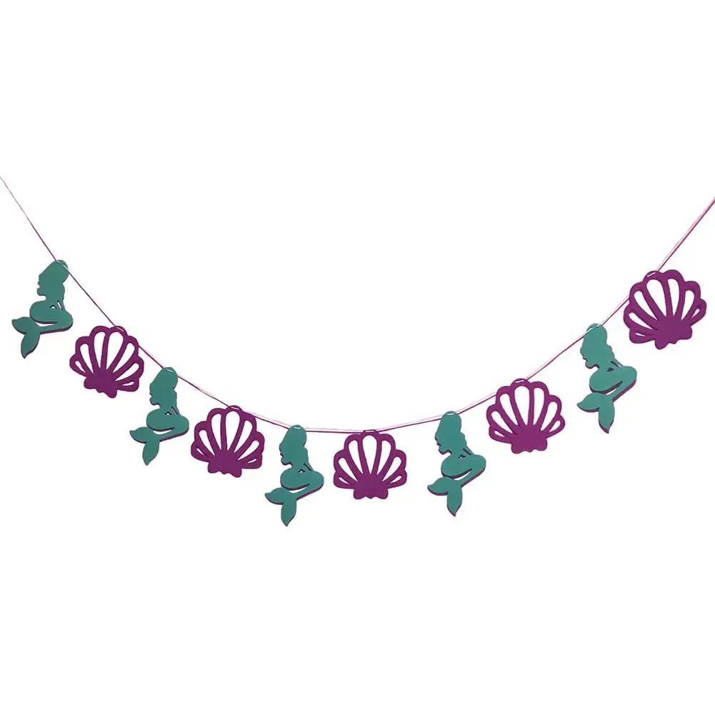 

2 Meters Birthday Party Decor Non-woven Mermaid Bunting Banner Burgee Decoration Wedding Photo Prop Bunting