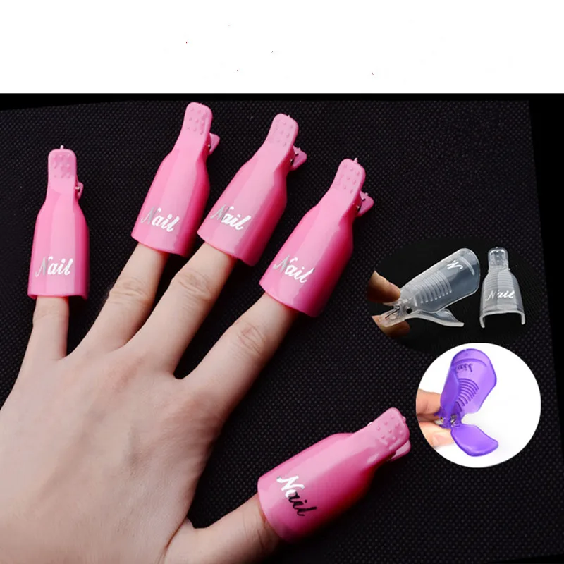 

10 Pcs/set Plastic Nail Art Soak Off nail clip clamps for removing gel varnish Wrap Tool Reuseable Nail Soaker Caps