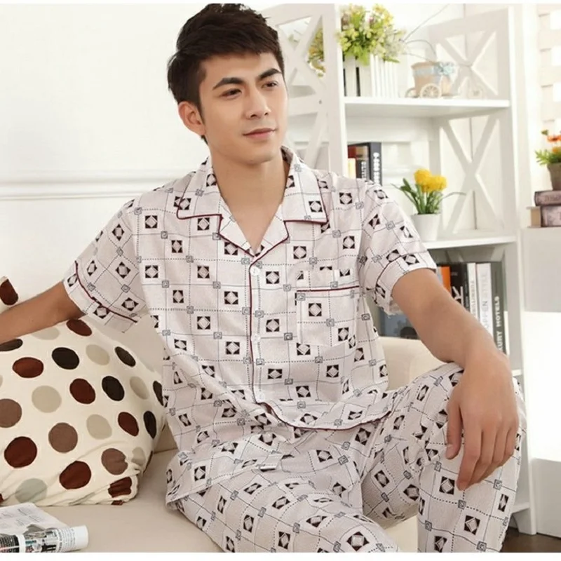 Pyjama Men Pijamas Hombre Suit Home Clothing Thermal Pajamas Sets Short-sleeve For European Size Loungewear Pijamas Lounge S93
