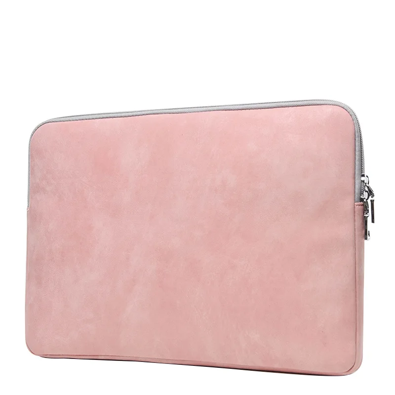 

Nworld Casual PU Laptop Sleeve Wear-resistant Waterproof Thin Solid Pink Tablet Bag Case Liner Sleeve for Women 13 14 15.6 inch