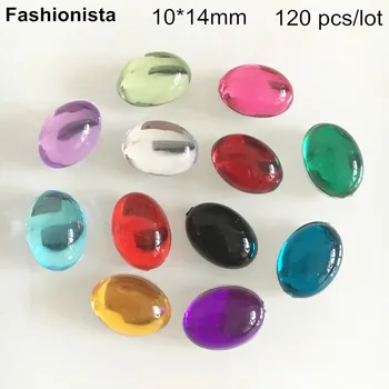 

120 pcs Oval Acrylic Beads,10*14mm Flat Back Cabochon,Smooth Resin Cabochon For Pendant Tray,Glue-on Crystal Cabochon Beads