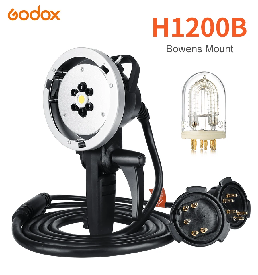 Быстрая! Godox AD-H1200B портативная головка для вспышки Bowens с креплением для вспышки с 1200 Вт голой лампочкой