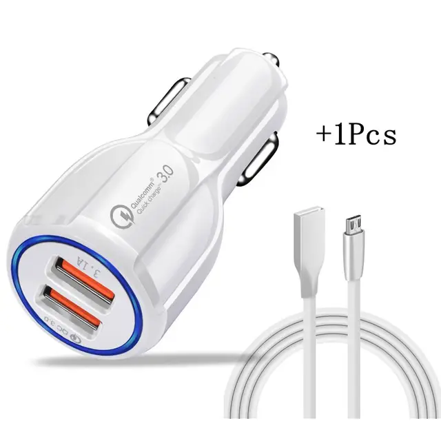 Car USB Charger For Xiaomi Redmi Note 5 Quick Charge 3.0 Mobile Phone Charger 2 Port USB Fast