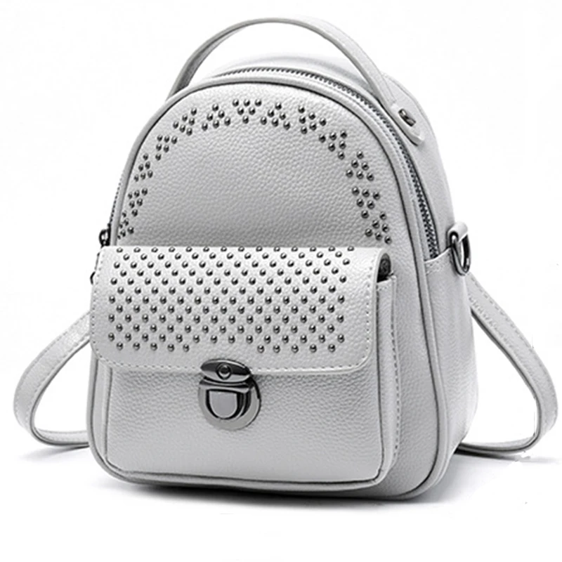

Women Backpack Leather Bag Feminine School Bags For Teenager Girls Sac A Dos Rivets Small Bagpack Women Casual High Quality New