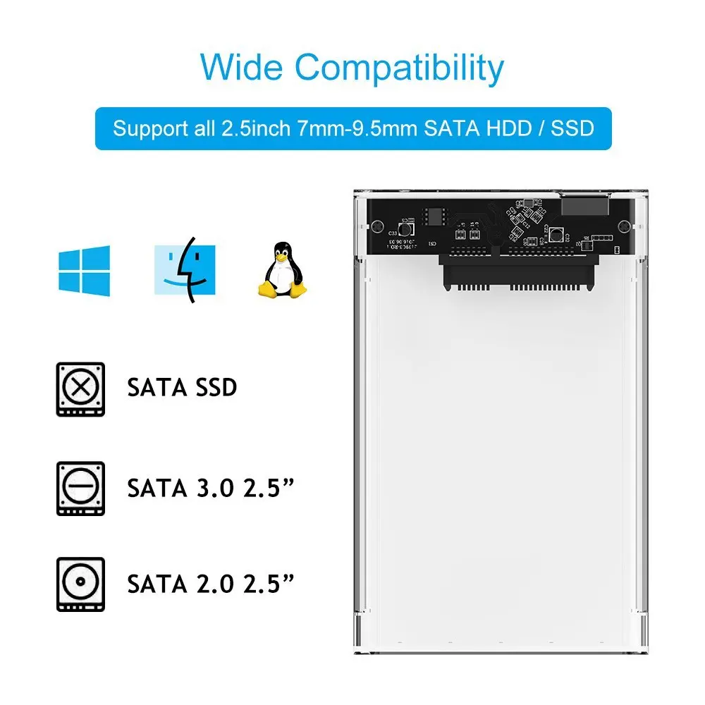 Горячая распродажа 2,5 чехол для внешнего жесткого диска SSD/HDD Caddy USB 3,0 Портативный твердотельный жесткий диск корпус макс 2 ТБ чехол без инструмента