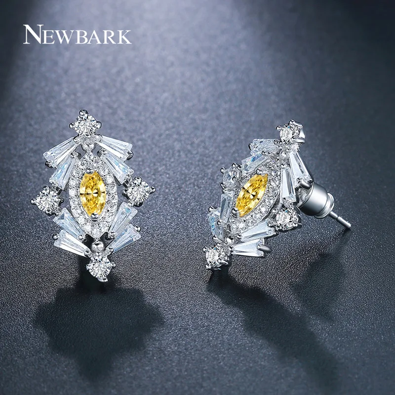 Newbark прекрасных деревьев формы серьгу полностью кубических zirconis желтый кристалл
