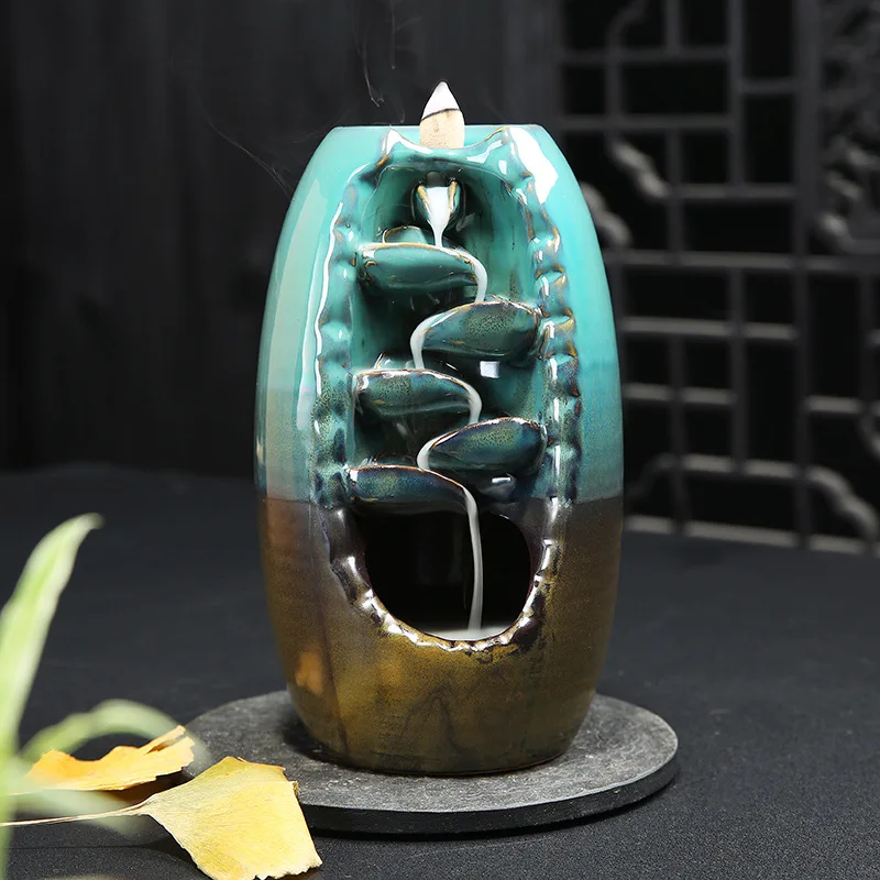 

3 Color Backflow Incense Burner Ceramic Aromatherapy Furnace Lotus Smell Aromatic Home Office Incense Crafts Incense Holder