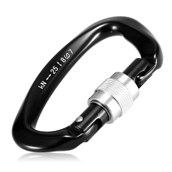 

25KN Screw Locking Gate Carabiner Heavy Duty Buckle Pack Climbing Rappelling camp Hammock Locking Clip Rappelling Hammock Tools