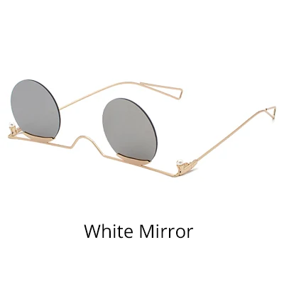 Ralferty Круглые Солнцезащитные очки женские брендовые дизайнерские новые маленькие солнцезащитные очки без оправы винтажные очки, Ретро Стильные Солнцезащитные очки украшают Oculo J603 - Цвет линз: White Mirror
