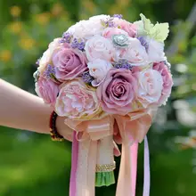 Ayicuthia Шелковый Свадебный букет Искусственные цветы свадебные букет искусственных роз и розовый Гортензия Букеты Свадебные s S92