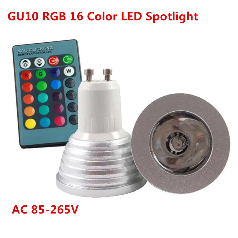 

1PCS Energy saving16 Color Change lamp GU10 3w RGB LED bulb light color change of infrared remote control
