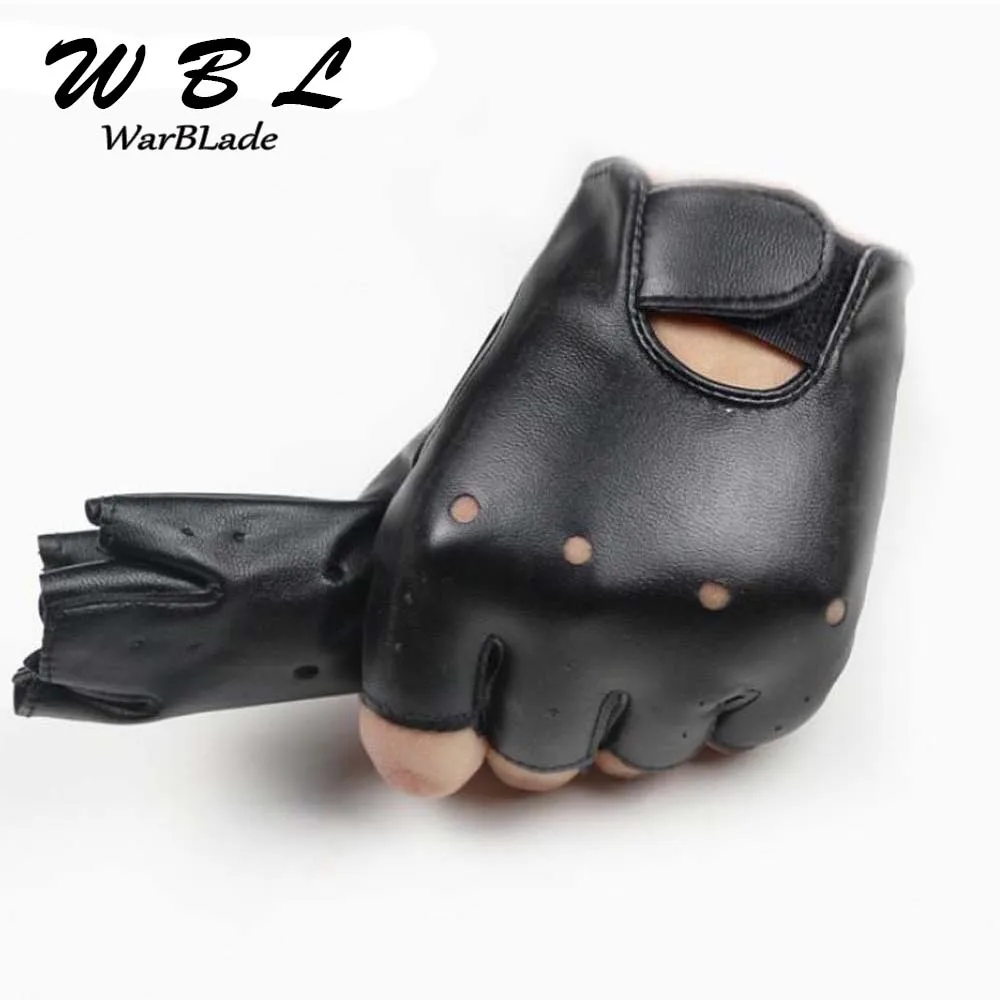 Leather Gloves for Kids Boy Girls Fingerless Gloves Chilidren Half Finger Mittens Breathable Black Gants enfants High Qualtiy