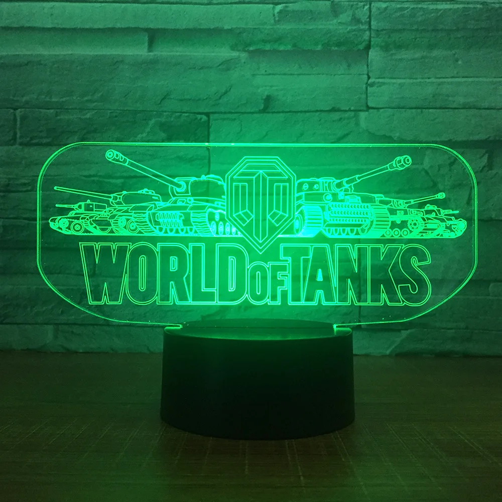 World Tank Car 3D ночник Иллюзия 3d светодиодный LED 7 цветов changingTouch настольная лампа для ребенка подарок на день рождения Прямая поставка