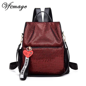 

Vfemage Oxford Bags Women Backpack Anti Theft Female Bagpacks Fashion School Bag for Girls Shinning Bookbag Mochila Mujer 2019