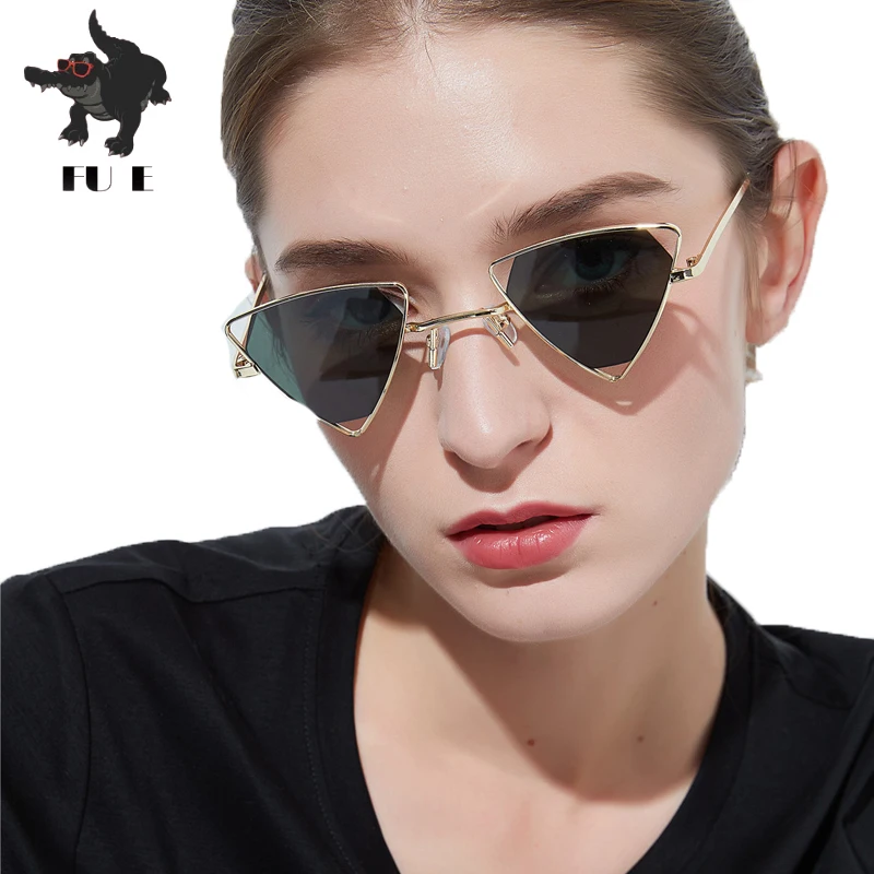 

FU E sunglasses New Fashion Ladies Punk sunglasses WOmen Ma'am Triangle Hollow Metal Frame sunglasses Men sunglasses UV400 890
