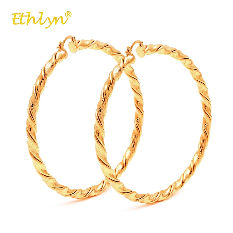 Ethlyn золотые повседневные большие Матовые Круглые Винтажные серьги-кольца для