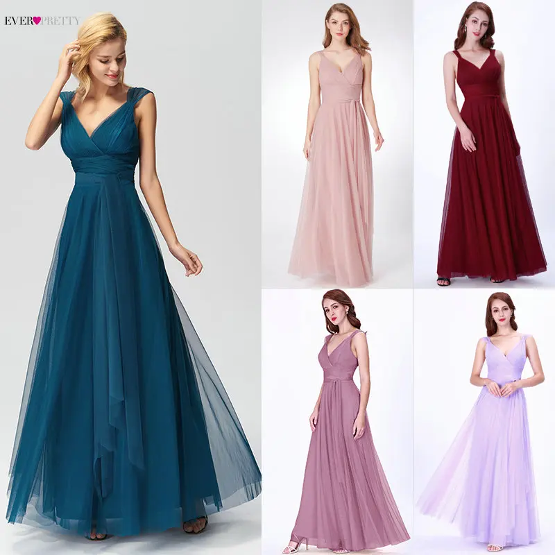 Tanie Prom długie eleganckie sukienki Ever Pretty EP07303 dekolt bez rękawów A line Tulle Teal suknie balowe 2019 różowy Sexy Vestido Formatura