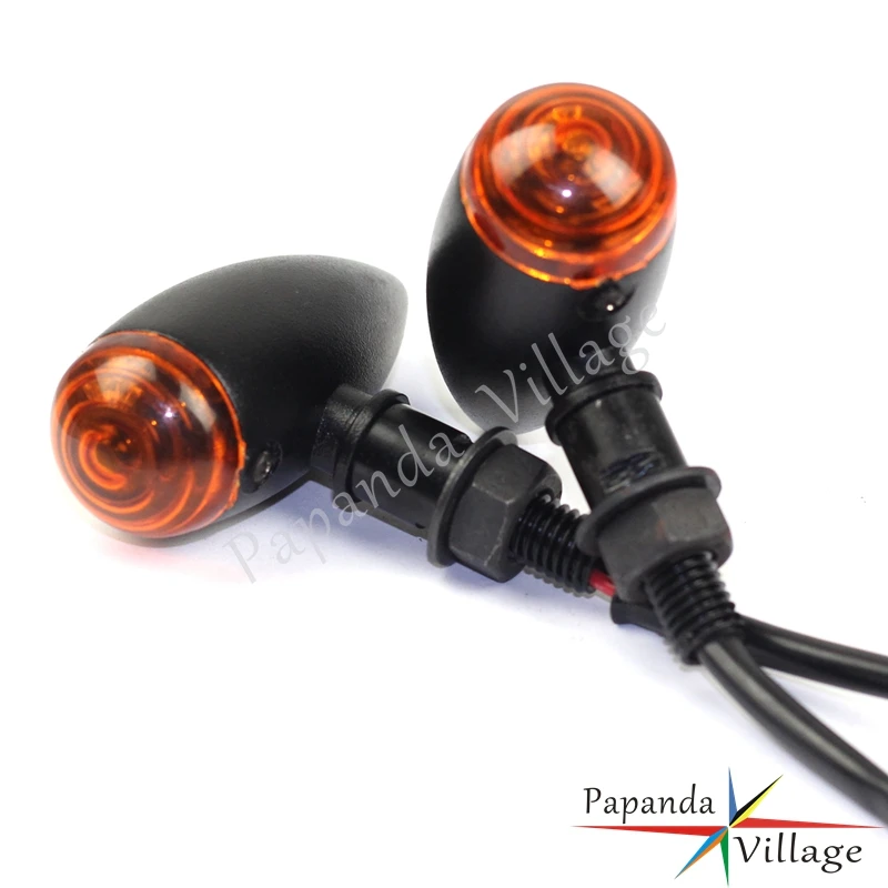 Universal Black Motorbike 12V LED Turn Signal Light Indicators Flasher Blinker Amber for Harley Custom Softail Cafe Racer |