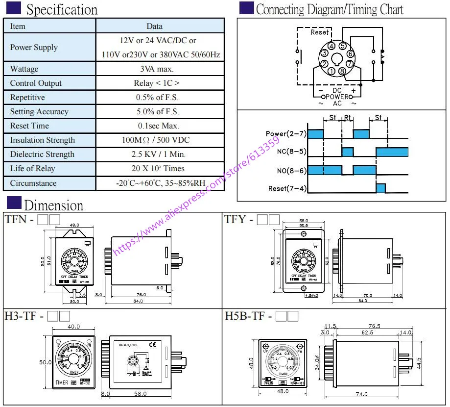 H3-TF-6S-220V H3-TF-10S-220V 220VAC FOTEK Off таймер задержки новое и оригинальное H3-TF-6S H3-TF-10S