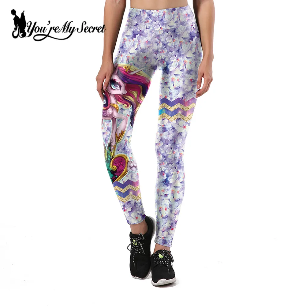 

[You're My Secret] New Women Leggings Unicorn And Flower Printing Leggins Sexy High Waist Legging Fitness Pants