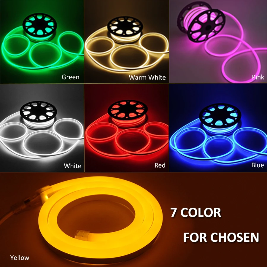 

Tanbaby 120LED/M 2835 Neon LED Strip Light AC220V IP68 Waterproof Flexible Neon Strip with EU Plug Outdoor Festival Decoration