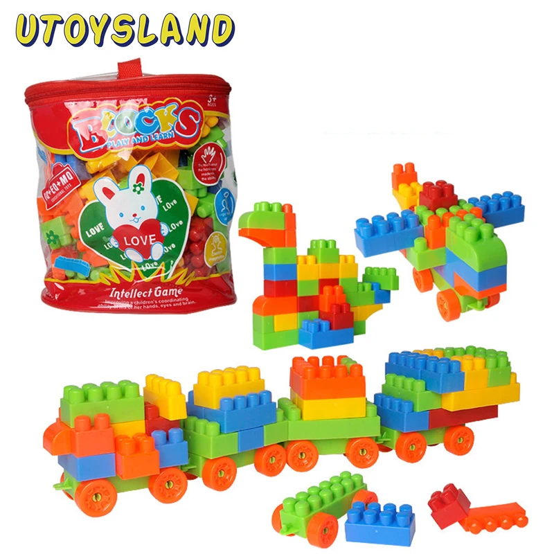 UTOYSLAND Reusable 74 Pieces Baby Block Plastic Kids Educational Building Blocks Bricks Toys DIY Bloks Toy Set for Children baby-blocks-toys : image UTOYSLAND Reusable 74 Pieces Baby Block Plastic Kids Educational Building Blocks Bricks Toys DIY Bloks Toy Set for Children baby-blocks-toys
