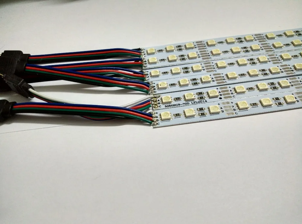 50 шт./лот RGB SMD5050 светодиодная полоса освещения 100 см 12 В постоянного тока 72