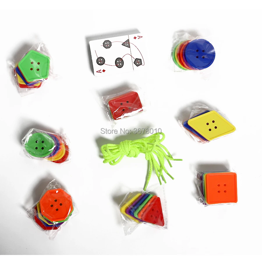 Веревка и кнопки геометрическая форма резьбовые кнопки головоломки логическая игра Дошкольное ручной глаз координация Развивающие игрушки для детей